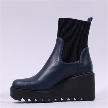 Marco Moreo Liege Stretch Cuff Wedgeboot - Navy Leather